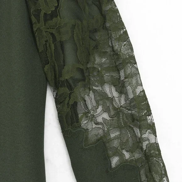 Dion Lee Dress Womens Green Lace Applique Long Sleeve Mini Knit Dress Size 4 New